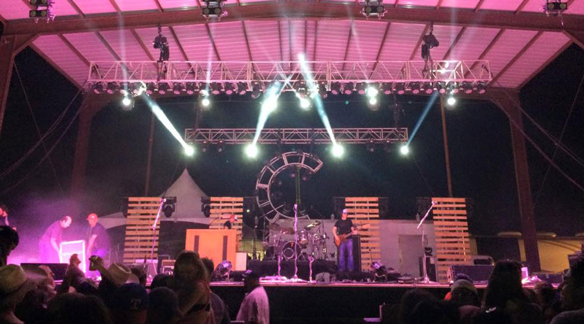 Live music production equipment on stage